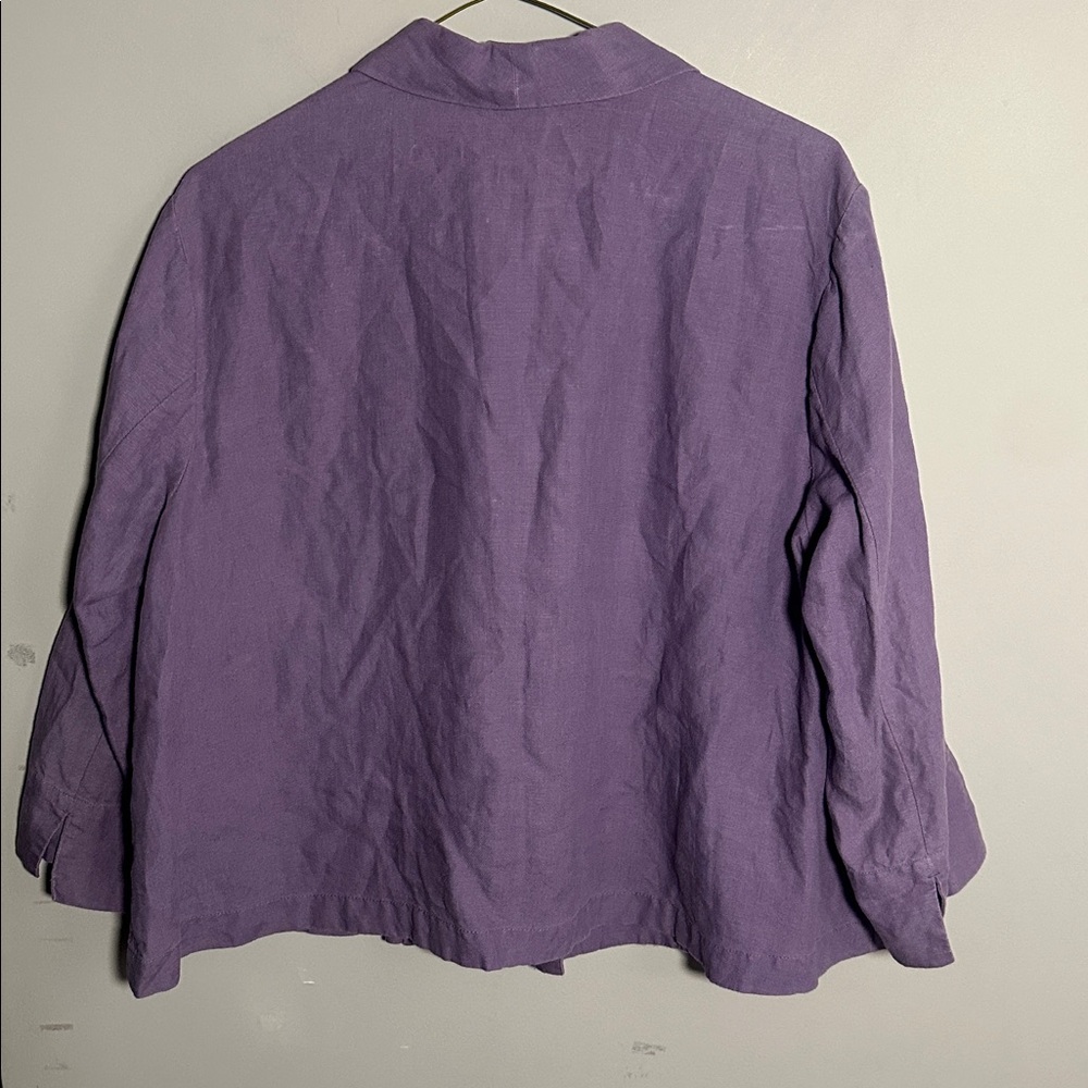 J. Jill Lavender purple two button loose linen Blazer - Picture 5 of 6